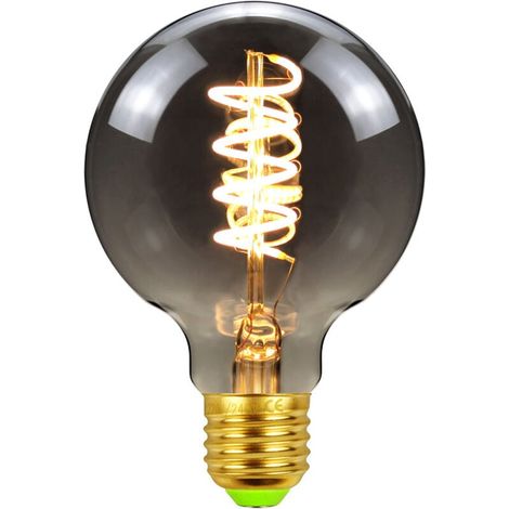 Ampoule Led E27 - G80 Fumé - Filament Double Hélice - Dimmable 1 À 100 % - Blanc Chaud 2700 K - 4 W - Pour Éclairage Rétro Intérieur - 3 Pièces
