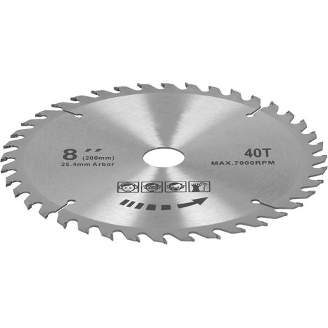 Disque de coupe circulaire 200mm 40 dents, lame scie carbure cémenté anti-rouille, lot de 8, pour métal et bois (1/5)