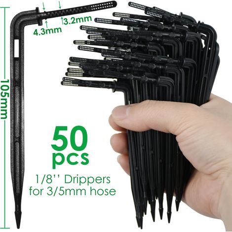 (KSL01-928-50PCS) Raccord en T à 3 voies barbelé 1/8'' pour tuyaux d'irrigation goutte à goutte, outils de jardinage (1/4)
