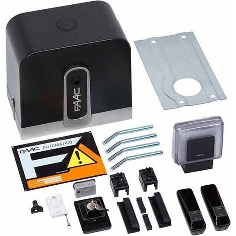 Faac – Kit de motorisation de portail coulissant 24V jusqu'à 400kg – Moteur Brushless – Récepteur 868MHz – 105999144 (1/2)