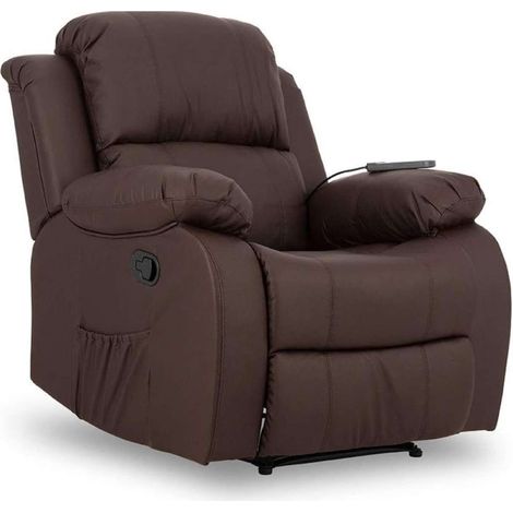 Fauteuil Relax marron Nalui Trevi Fauteuil inclinable à 160°, 8 moteurs silencieux, chauffage lombaire, 4 zones de massage et PU anti-écrasement