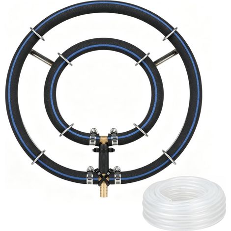 Anneau aérateur de bassin pour bassin, aérateur solaire et brosses de lait, répartiteur d'air de bassin, anneau de ventilation Ø 25 cm, anneaux 2 en 1 avec tuyau φ9 mm 5 m pour grands bassins (1/5)