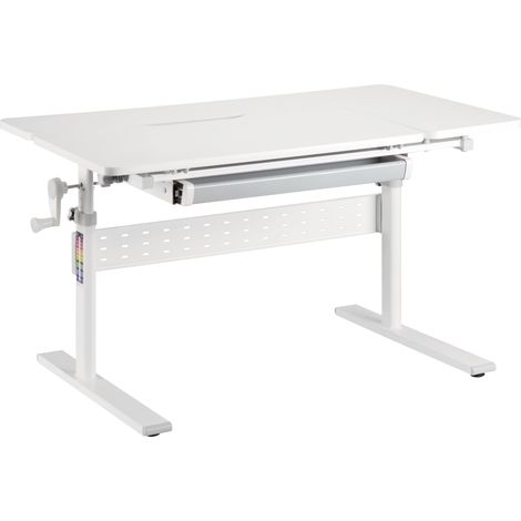 Toboli Kinderschreibtisch verstellbar 100 x 60 cm, mitwachsender Schreibtisch für Kinder neigungs-/höhenverstellbar mit Schublade