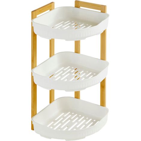 Étagère d'Angle de Douche 3 Niveaux "Natureo" 45cm Blanc (1/2)