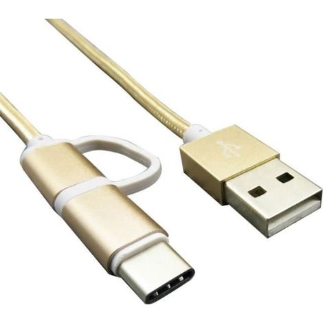 Taille 3 M - Câble USB Micro et Type C 2 en 1 pour recharge rapide, Cordon multifonction en Nylon tressé pour - comme le montre (1/3)