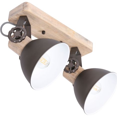 Mexlite - faretto - Gearwood - antracite - metallo legno di gomma