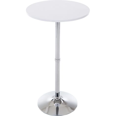 CLP – Table de support ronde moderne 108 cm – Plateau en bois et structure métal chromé – Diamètre 60 cm – Pour bars et bistrots (1/7)