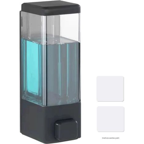 Dispensador de jabón，Dispensador para desinfectante y jabón，montaje sin taladrar，capacidad: 320 ml，6 x 18,5 x 7,5 cm，material: plástico (negro) (1/5)