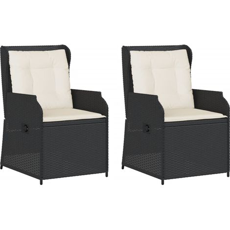 Sillones reclinable jardín cojines 2 uds ratán sintético negro vidaXL (1/5)