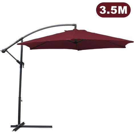 SWANEW Sonnenschirm Ampelschirm Garten Schirm Pavillon 350 cm - Rot (1/5)