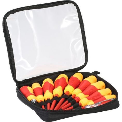 Tournevis électricien 10pcs 1000V Tournevis isolés avec des bits magnétiques et des bits Phillips Soft Grips électriciens (1/4)