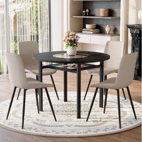 Set tavolo sedie rotondo MDF 100 cm con 4 sedie OKMYHOME (1/5)