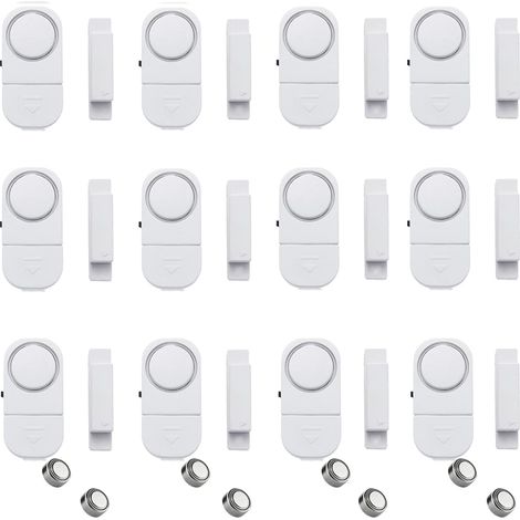 Lot de 12 alarmes de porte et de fenêtre pour enfants, alarme de porte sans fil pour la sécurité de la maison, alarmes de fenêtre de sécurité personnelle, capteur anti-cambriolage pour maison(blanc) (1/5)