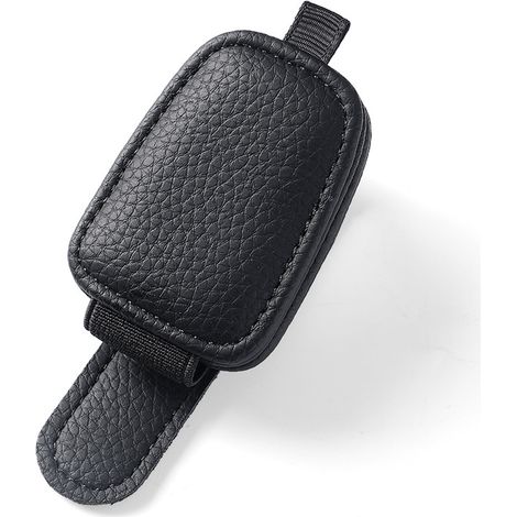Adecuado para sujetar gafas de coche, sujeta gafas magnéticas de cuero y tarjetero, accesorios para parasoles de coche, juego de 2 (negro) (1/5)