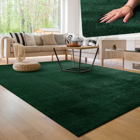 Paco Home Tappeto Moderno per Soggiorno a Pelo Corto Lavabile Morbido Uni Effetto Pelliccia Antiscivolo Verde, 240x340 cm