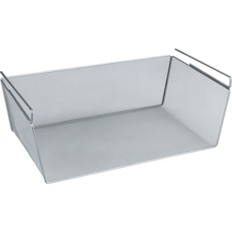 WENKO Regaleinhängekorb L, 49 x 18 x 28 cm, Silber matt, Metall silber