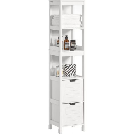 Mueble Columna de baño Armario para baño-3 estantes y 2 cajones FRG126-W SoBuy ES