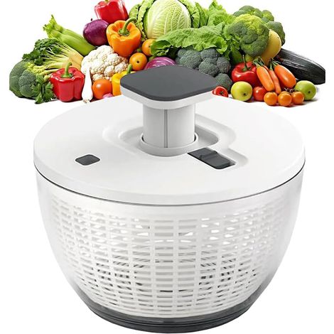 Centrifugadora de ensaladas, secadora de verduras fácil de usar, centrifugadora de frutas multifuncional con recipiente para lavar y secar verduras. (1/5)
