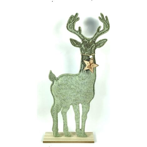 TrendLine Dekofigur Holz Rentier 49 x 5 x 21 cm grün Figur