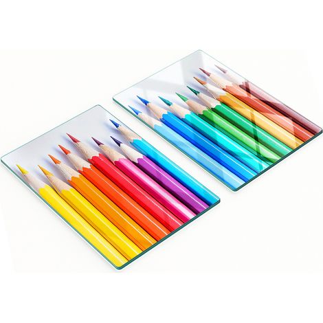 Taglieri da cucina in vetro con grafica a matite colorate, 2x40x52 cm (1/5)