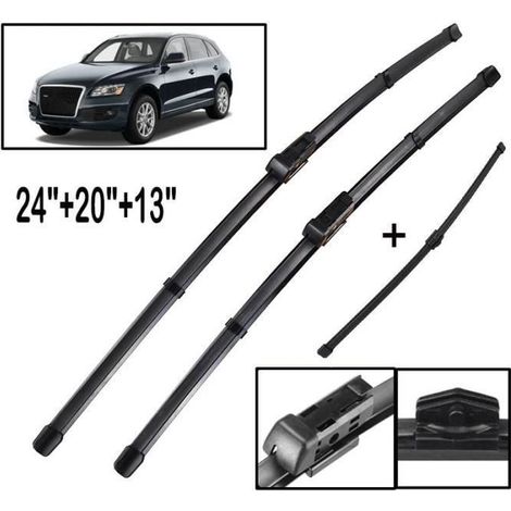 Lot de 3 Balais d'essuie-glace avant + arrière pour Audi Q5 MK1 2008 2009 2010 2011 2012 2013 2014 2015 2016 2017