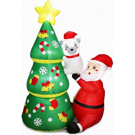 GARVEE Sapin de Noël gonflable Père Noël ours 180 cm LED polyester étanche décoration jardin fête (1/5)