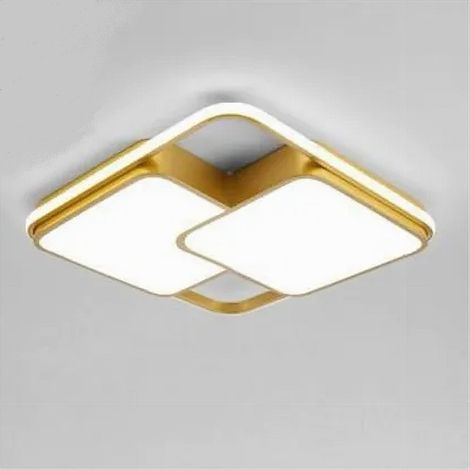 Trade Shop - LED Deckenleuchte 48Watt Quadratisch Gold Modern Kronleuchter Kaltes Licht 71462 - (1/5)