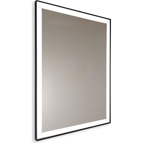 Specchio sabbiato su misura retroilluminato con bordo perimetrale nero  fino a 80 cm  fino a 70 cm