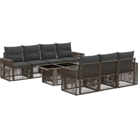 Conjunto de sofás de jardín 8 uds. Gris y Gris Oscuro vidaXL (1/5)