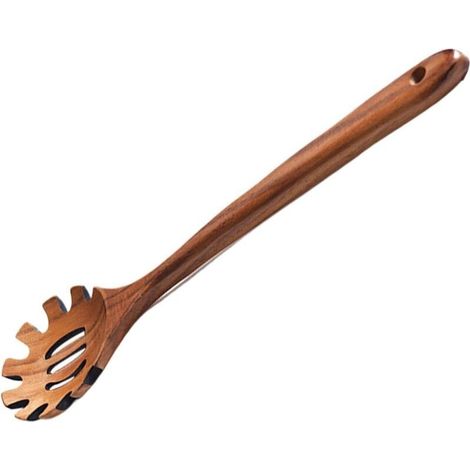 Cuillère à pâtes en bois, cuillère de service de cuisine de 32 cm, louches en bois pour mélanger, remuer, goûter et cuire au four, (1/5)