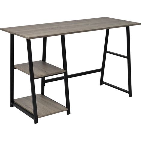 Schreibtisch mit 2 Regalen Grau und Eiche