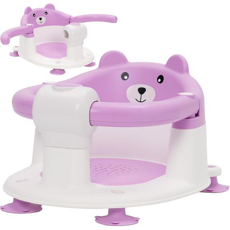 Siege de Bain pour Bebe 6-24 Mois, Chaise de Bain pour Bébé avec 4 Ventouses Puissantes, Dossier Ergonomique et Verrou de Sécurité, Antidérapant et Sûr, Cadeau pour Tout-Petits et Nouveau-Nés(Violet) (1/5)