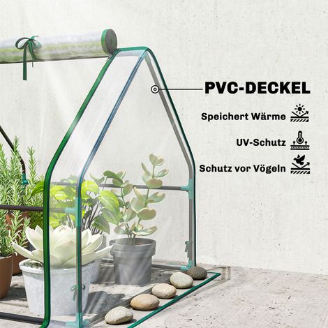 Serre tunnel hivernale avec fenêtre à fermeture éclair, abri jardin en acier 180x90x90 cm transparent. (1/5)