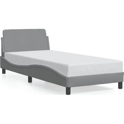 vidaXL Bettgestell mit Kopfteil Hellgrau 90x190 cm Stoff