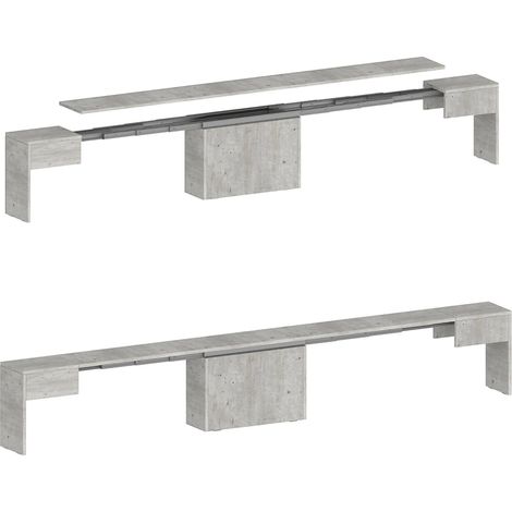 Dmora - Banco Quedan, Juego de 2 Asientos para mesa de comedor, Bancos extensibles, 290x25h45 cm, Cemento
