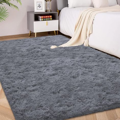 Tapis à Poils Longs 120x180cm Gris, Tapis Doux antidérapant Moelleux (1/5)