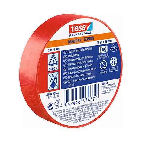 Pacchetto. 10 rotoli nastro isolante rosso 19mm x20mt tesa (1/2)