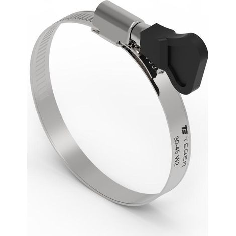 Collier de serrage à molette 30-45 (collier W2 - acier inoxydable) largeur 9 mm TEGER (vendu par paquets de 50) (1/3)