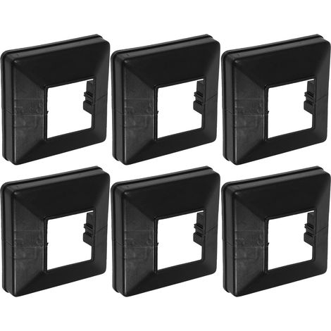 Lot de 6 jupes poteaux terrasse en PVC noir, capuchon décoratif et protection esthétique, idéales (1/5)