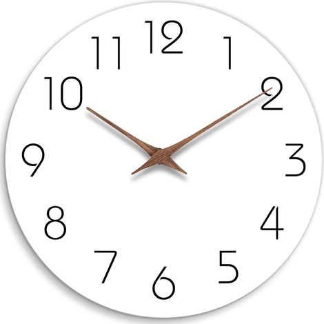 Horloge murale silencieuse de 25 cm (10 pouces), fonctionnant à piles, style moderne, en bois, décorative pour la cuisine, la maison, les chambres et le bureau. (1/5)