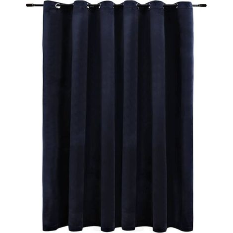 Rideaux occultants à anneaux métalliques, velours noir, 290 x 245 cm (1/5)