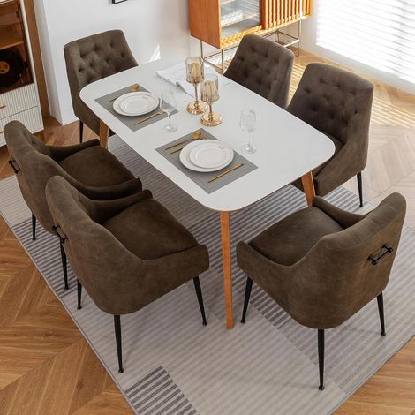 DYHOME Lot de 6 chaises de salle à manger avec pieds en métal noir, chaises de cuisine modernes avec dossier, chaises de salon/salle à manger,taupe (1/5)
