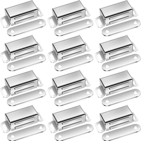 12 Pcs Aimants de Porte Pour Armoire Fermeture Magnétique Extra Forte, Aimants pour Porte, Aimants pour Armoire Acier Inoxydable, Aimants pour Meuble, Loqueteau Magnétique (1/5)