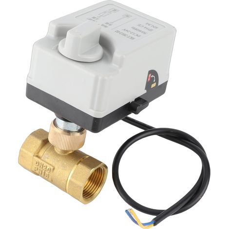 Vanne à bille motorisée électrique 2 voies normalement fermée, commande manuelle ou automatique DN20, 12 V CC 24 V CC (1/5)