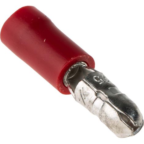 Cosse cylindrique à sertir RS PRO Isolé Mâle, Rouge 16AWG 1.5mm² 22AWG 0.5mm² Non-Enveloppé