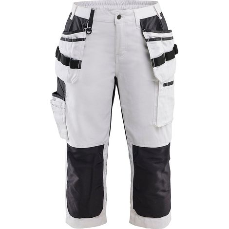Pantacourt de travail peintre stretch femme 7109 - Blanc/Noir L - FR(44) - SE(C42) - Courtes