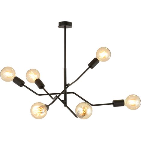 Sospensione Industrial 6 Luci Febe In Acciaio Nero E Bracci Regolabili (1/5)