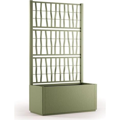 Stefanplast STF1192 Ethica Fioriera Rettangolare con Spalliera 80x36 cm 140 cm 80 L Plastica Riciclata 100% UV colore Verde Oliva