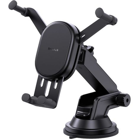 Soporte para coche Baseus estable con cargador inductivo de 15 W, gravedad y ventosa - Negro (1/5)