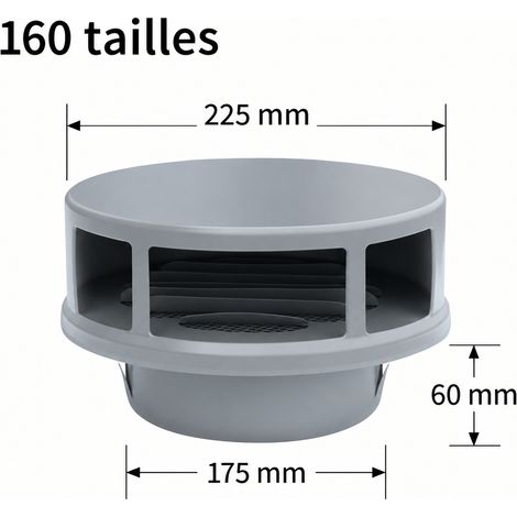 Grille de ventilation gris 30mm 4 acier inoxydable 160mm ouverture 160MM 20 × 20 × 15 cm – Livraison gratuite (1/3)